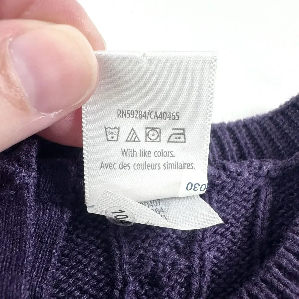 Gymboree Sweater Dress Girls 7 Purple Knit Flowers Cotton Long Sleeve Pullover